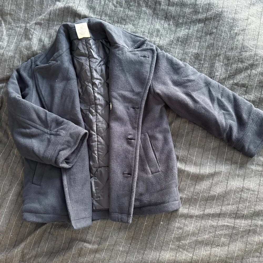 Crazy 8 Gymboree Navy Fleece Pea Coat Size Medium - Picture 2 of 4